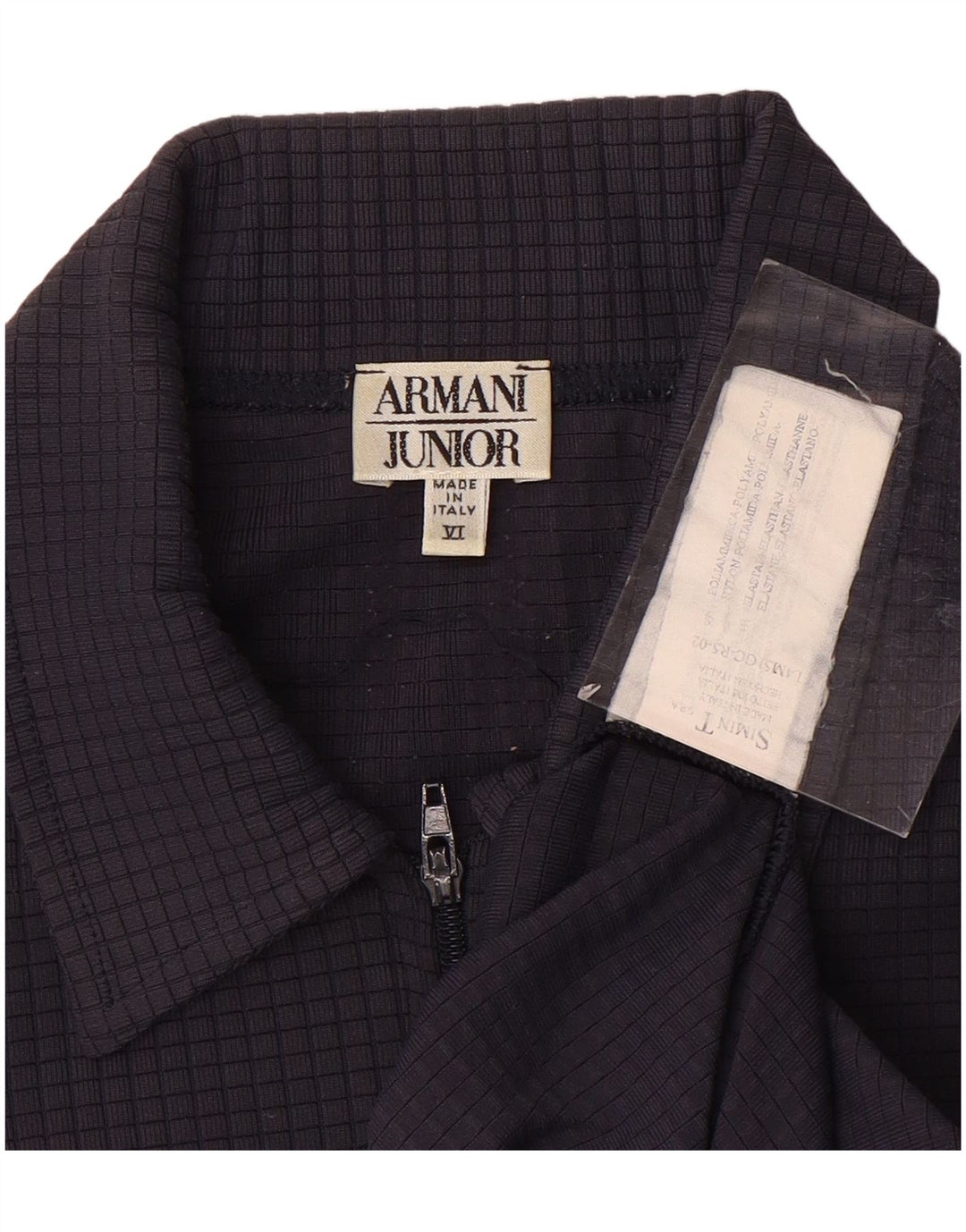 Polo Armani Junior Boys com gola com zíper 5-6 anos azul marinho poliamida