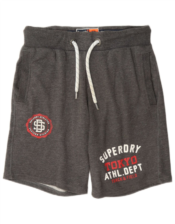 Superdry Mens Graphic Sport Shorts Pequeno Algodão Cinza