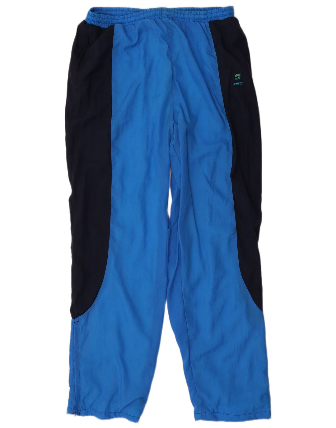 Calça de treino masculina VINTAGE grande azul colorblock nylon