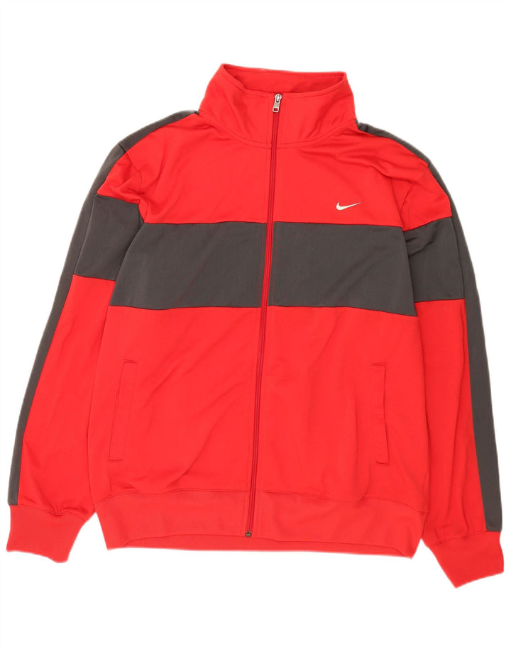 Nike Mens Tracksuit Top Jacket UK 42/44 Grande bloco colorido vermelho
