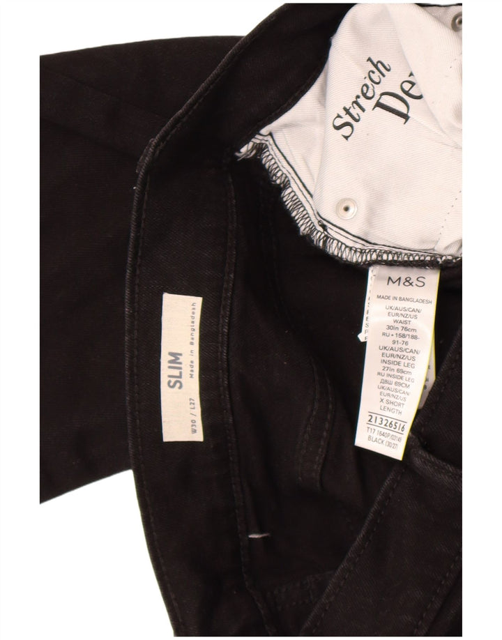 Marks & Spencer Mens Jeans Slim W30 L27 Algodão Preto