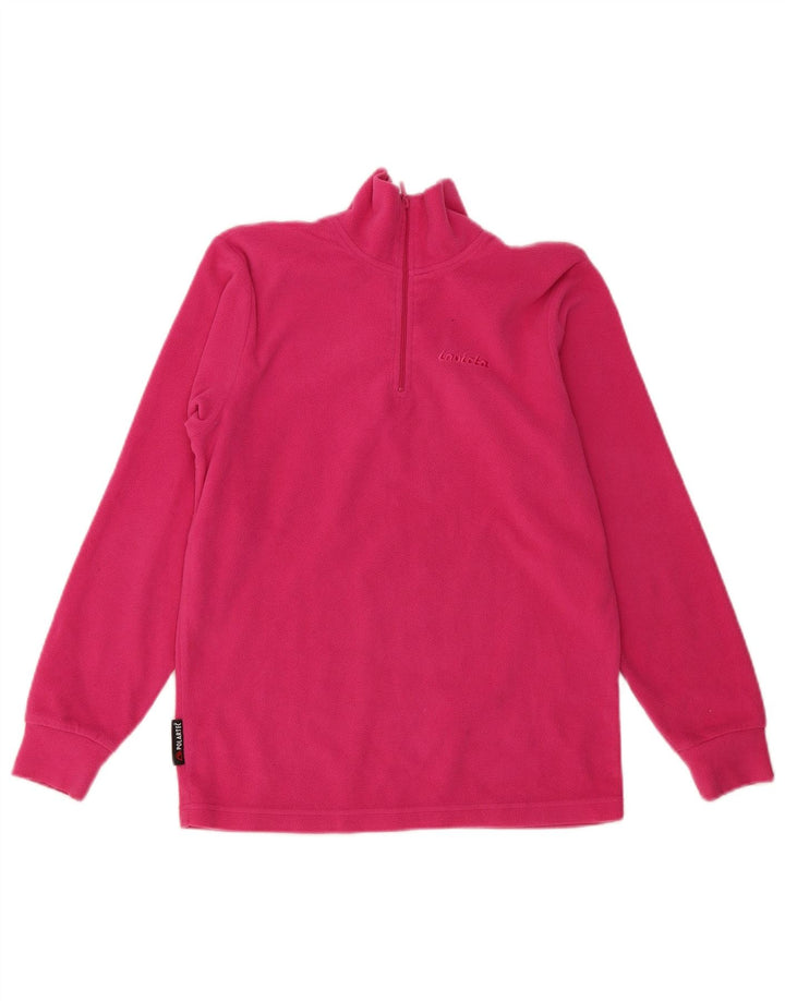 Suéter de lã feminino Invicta com zíper e gola UK 12 poliéster rosa médio