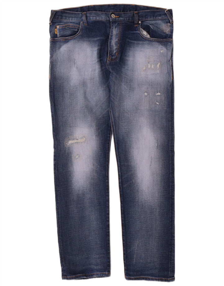 Emporio Armani Mens Straight Jeans W38 L31 Azul Algodão