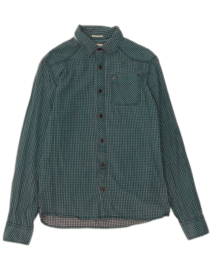 Camisa masculina TOMMY HILFIGER algodão guingão verde médio