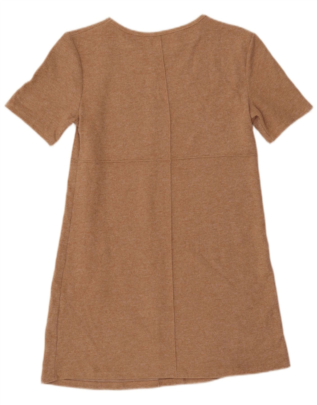 ZARA Vestido feminino de mangas curtas, Reino Unido 12, médio, bege, poliéster