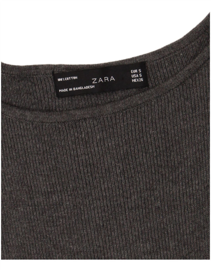 Vestido feminino Zara A-Line UK 8 pequeno algodão cinza