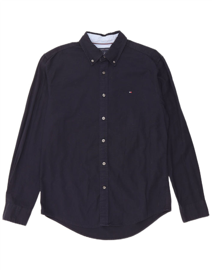 Camisa masculina Tommy Hilfiger média azul marinho algodão