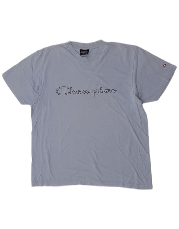 Camiseta masculina estampada Champion grande algodão azul