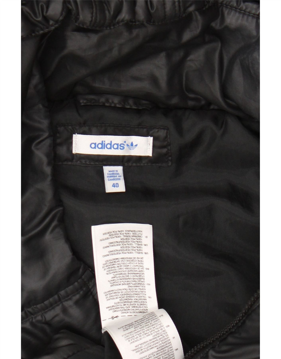 Colete acolchoado com capuz feminino ADIDAS IT 40 pequeno poliéster preto