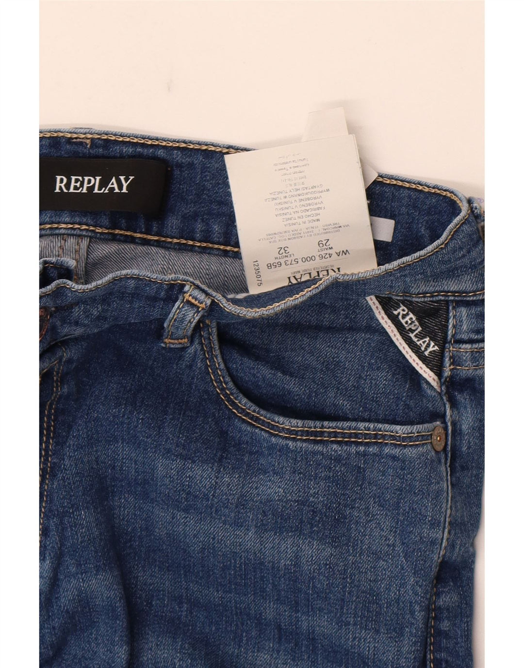 Replay Calça jeans feminina larga W29 L32 azul algodão