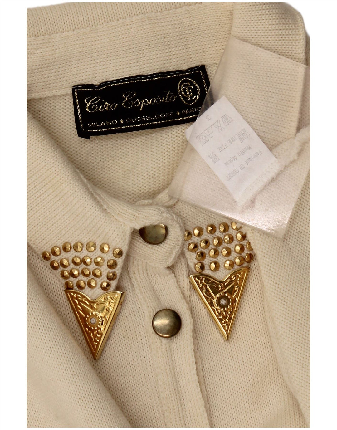 Blusa feminina de malha CIRO ESPOSITO Reino Unido 14 grande lã branca