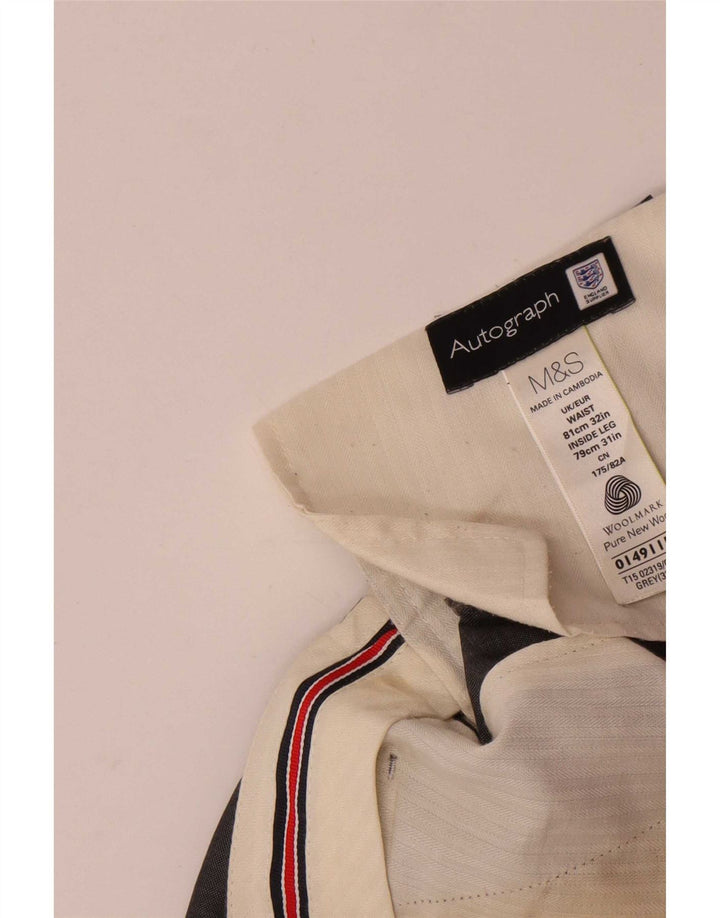 Calça masculina Marks & Spencer Autograph Straight Suit W32 L31 Lã Cinza