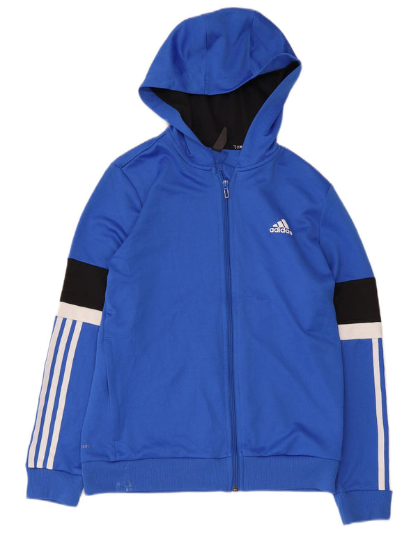 Suéter Adidas Menino Climalite Zip com capuz 13-14 anos Azul Colorblock