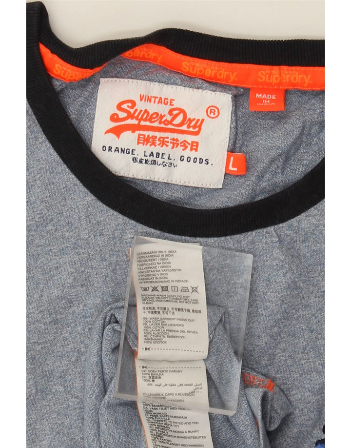 Camiseta masculina Superdry Top grande algodão azul
