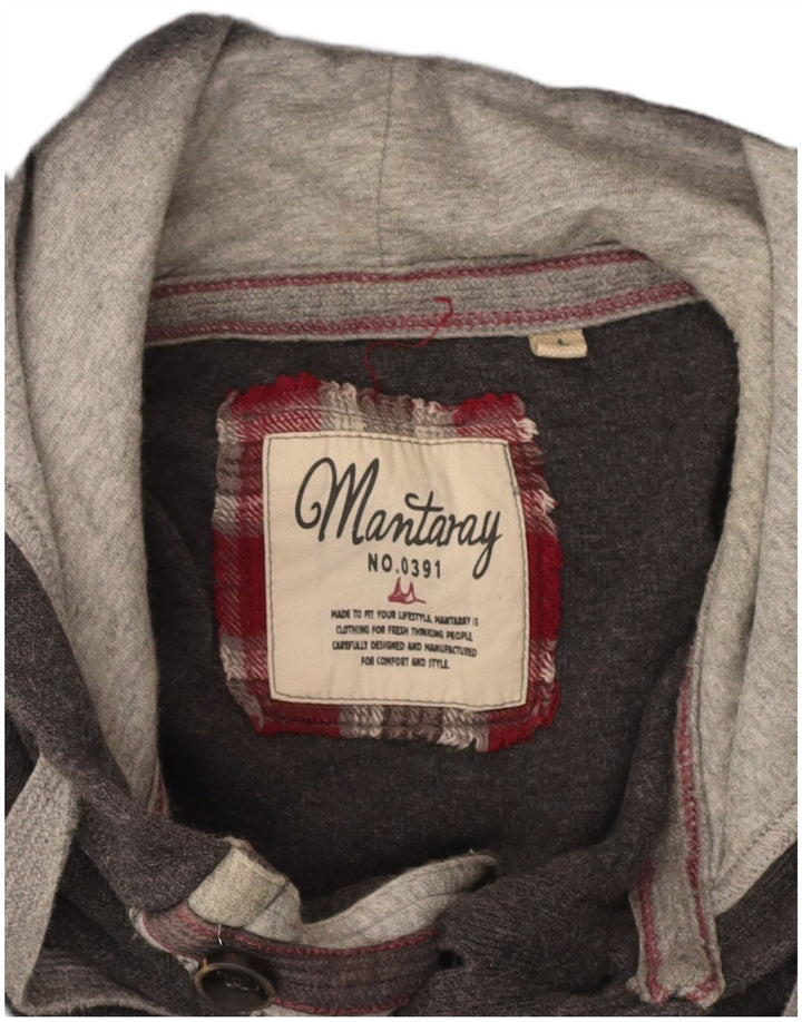 MANTARAY Suéter masculino com capuz e gola redonda grande cinza