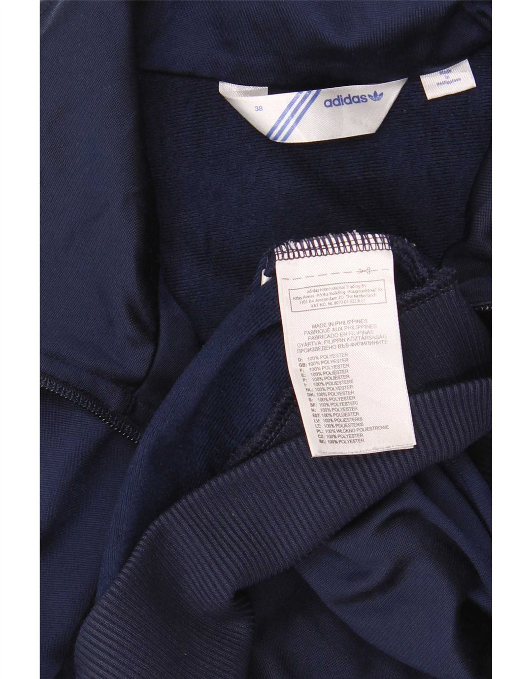 Adidas Womens Graphic Tracksuit Top Jacket EU 38 Médio Azul Marinho Poliéster