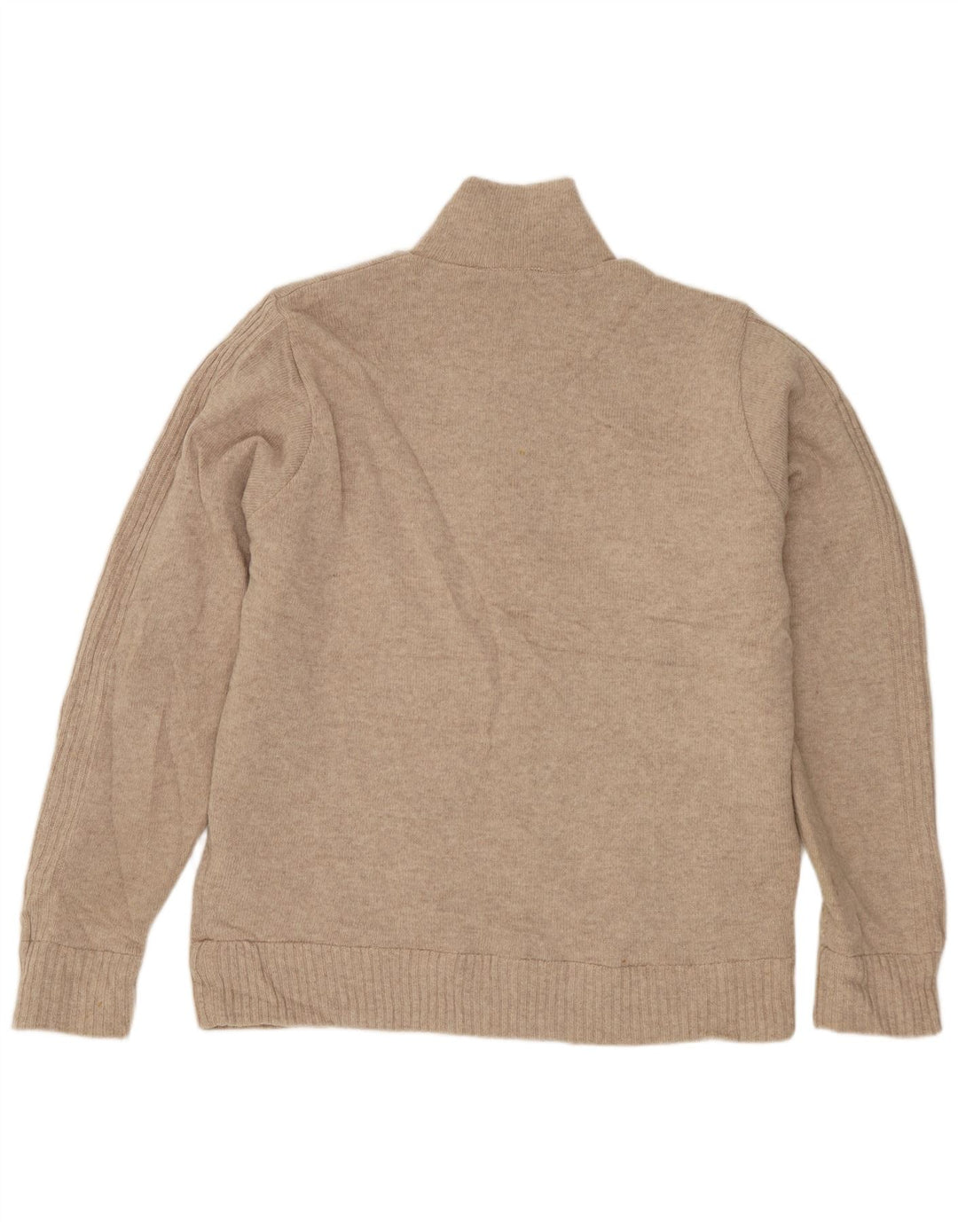 Suéter masculino Marks & Spencer Blue Harbor com zíper e gola pequena de lã bege