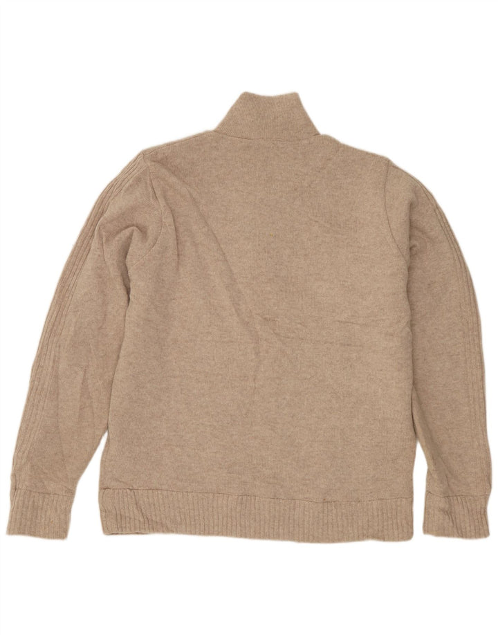 Suéter masculino Marks & Spencer Blue Harbor com zíper e gola pequena de lã bege