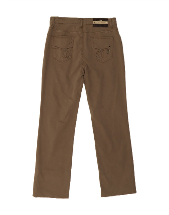TRUSSARDI Womens Straight Casual Trousers W27 L28 Khaki Cotton Vintage Trussardi and Second-Hand Trussardi from Messina Hembry 
