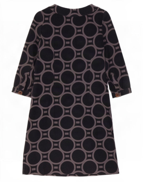 Boden Vestido feminino básico de veludo cotelê manga 3/4 Reino Unido 8 pequeno cinza geométrico