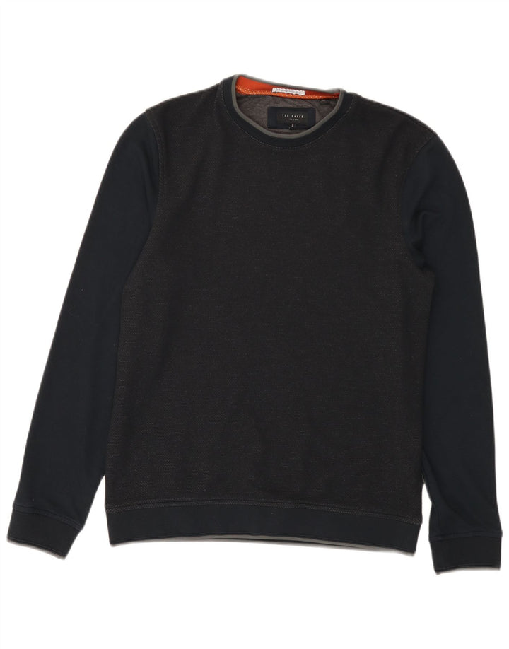 Ted Baker moletom masculino tamanho 2 pequeno bloco colorido azul marinho