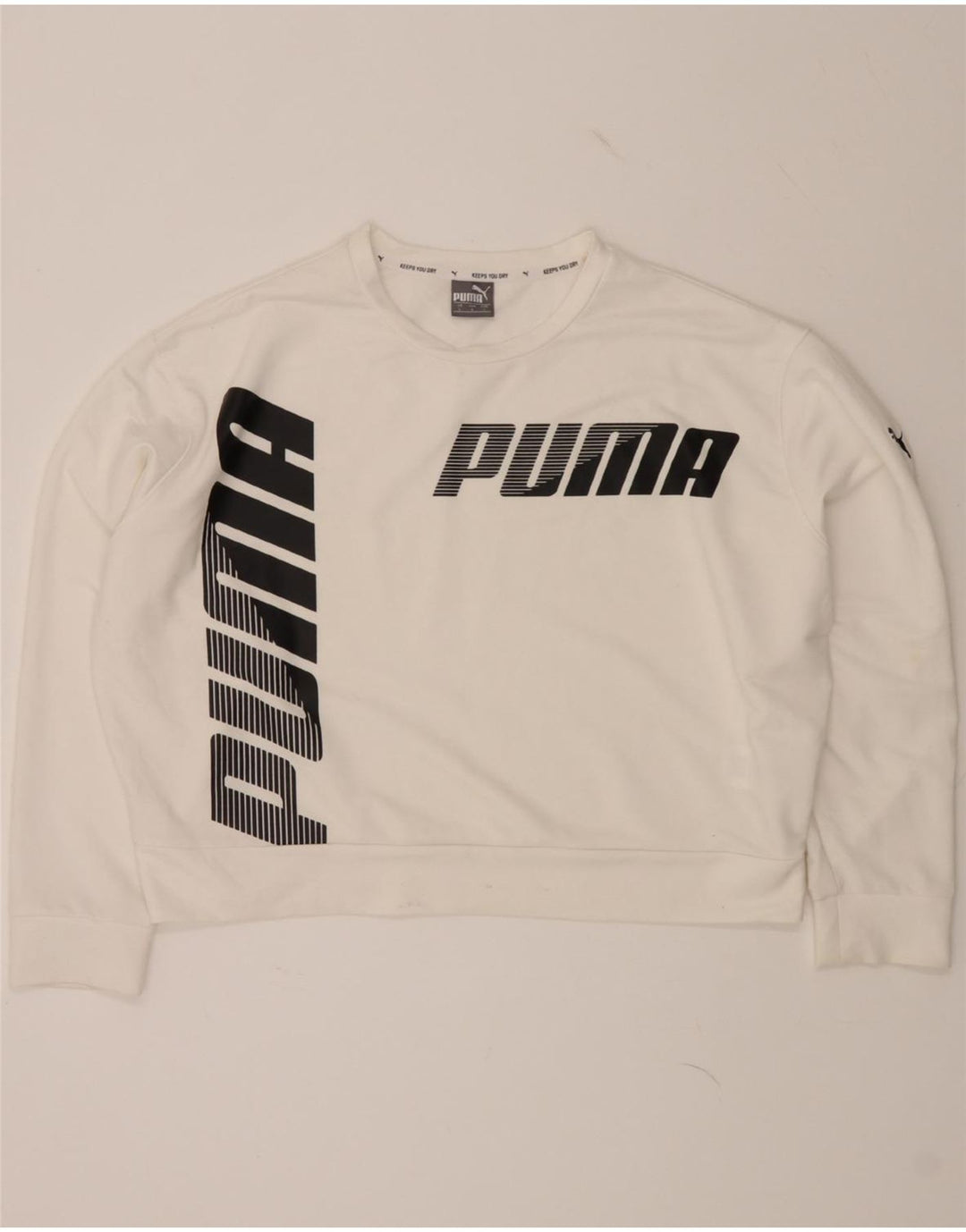 PUMA Womens Graphic Oversized Sweatshirt Jumper UK 16 Large White Vintage Puma and Second-Hand Puma from Messina Hembry 