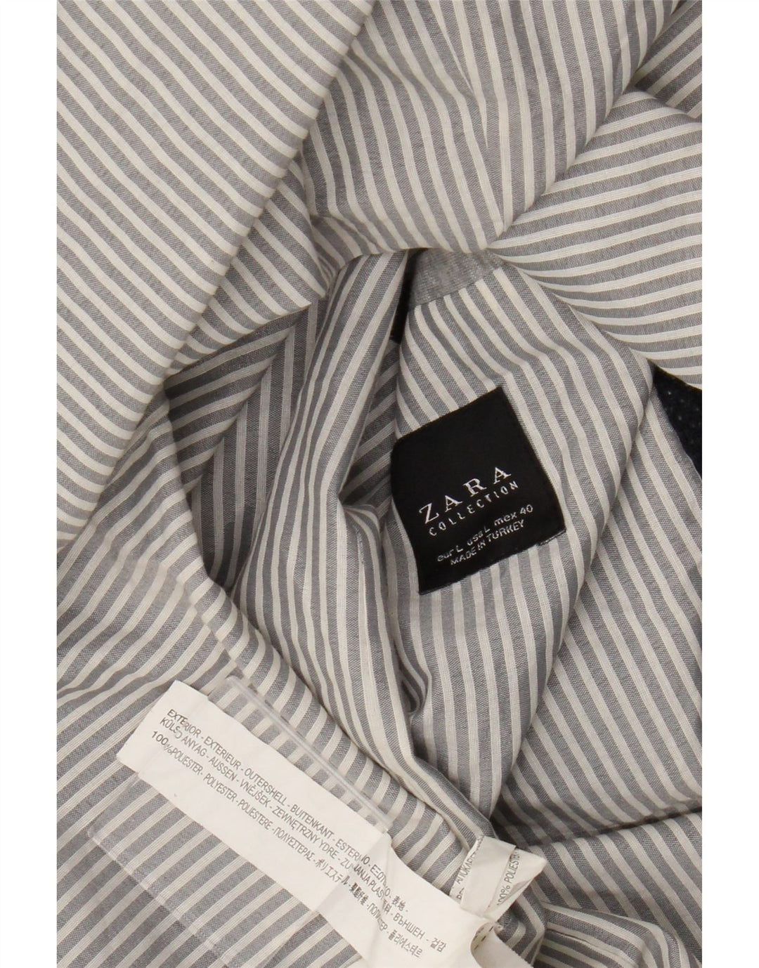 Jaqueta blazer masculina Zara com 2 botões Reino Unido 40 grande poliéster azul marinho