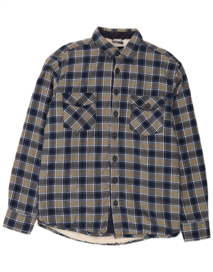 Camisa masculina de flanela lenhador CAMARGUE algodão xadrez azul marinho médio