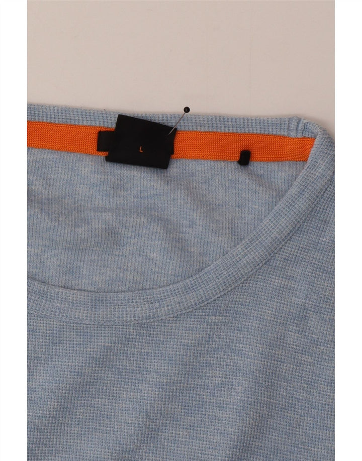 Hugo Boss Mens Slim Fit Top Manga Longa Grande Azul