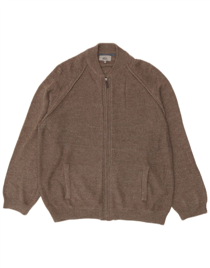 Suéter cardigã masculino de ajuste regular Marks & Spencer 2XL algodão marrom