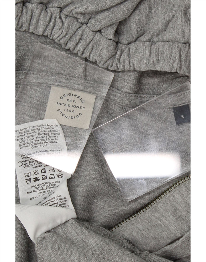 JACK & JONES Mens Originals Graphic Zip Hoodie Sweater Small Grey Cotton Vintage Jack & Jones and Second-Hand Jack & Jones from Messina Hembry 
