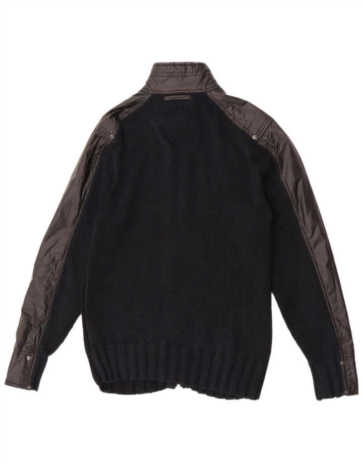 Guess Suéter Cardigan Masculino Grande Algodão Preto