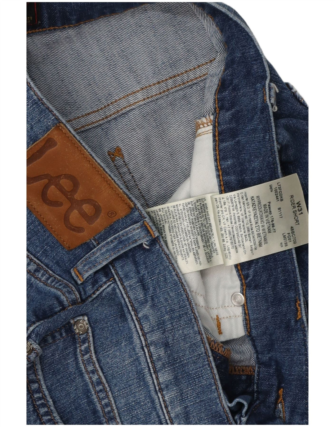 Shorts jeans feminino Lee Rider Distressed W31 algodão azul médio
