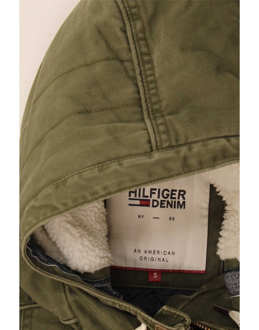 Jaqueta Parka Masculina Tommy Hilfiger com Capuz UK 36 Pequena Caqui
