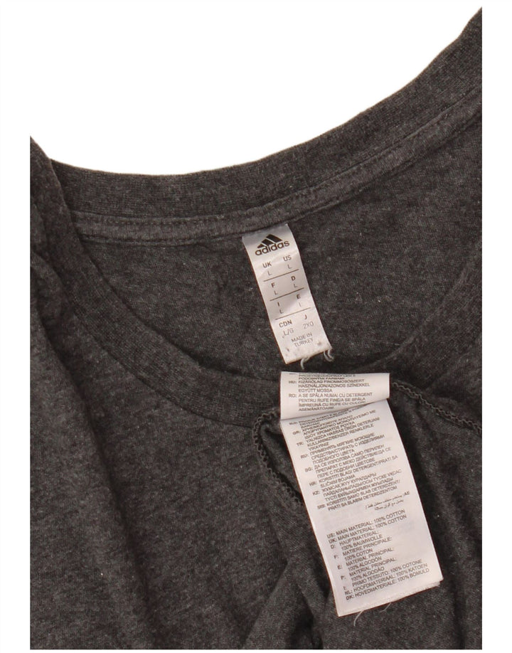 Adidas Mens Camiseta Top Grande Algodão Cinza