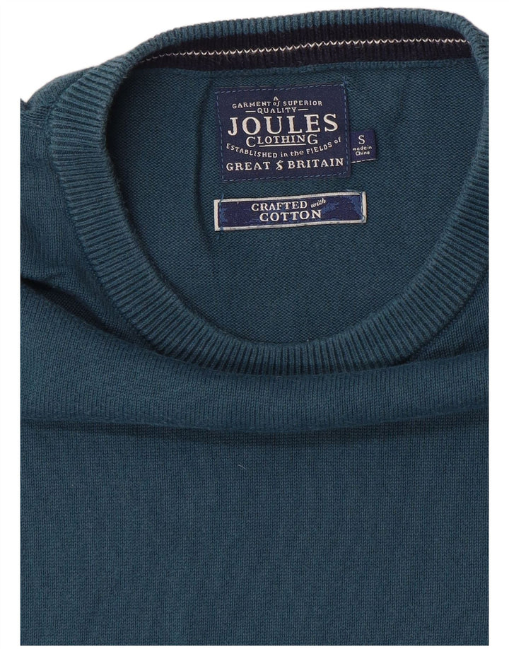 Suéter masculino Joules com gola canoa e algodão azul pequeno