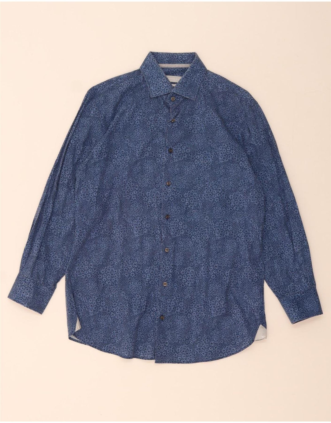 Camisa masculina MICHAEL KORS de ajuste moderno tamanho 39 15 1/2 azul médio floral