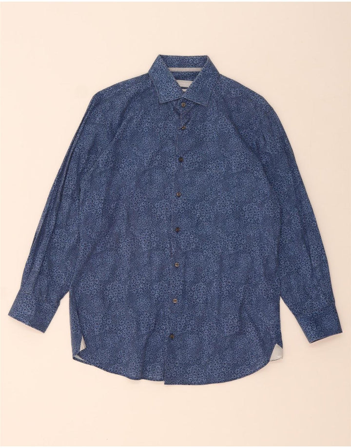 Camisa masculina MICHAEL KORS de ajuste moderno tamanho 39 15 1/2 azul médio floral
