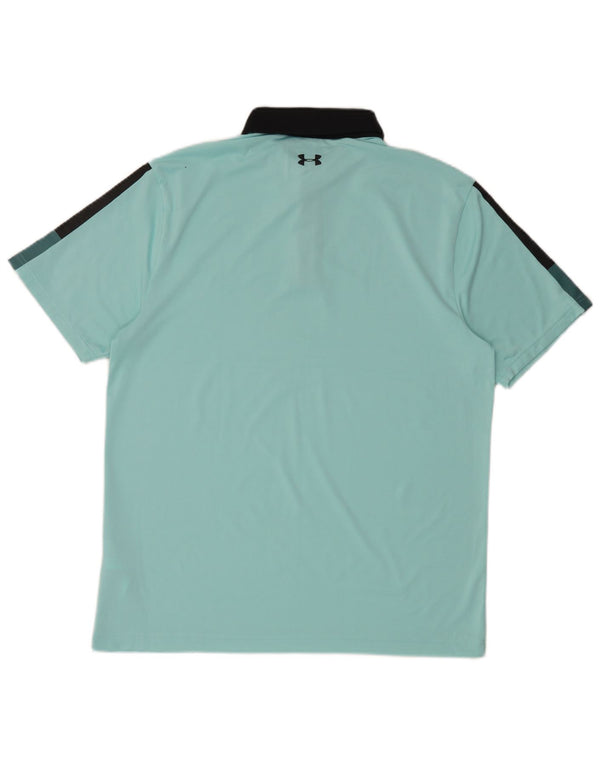 Camisa pólo masculina Under Armour Rugby grande poliéster azul Colourblock