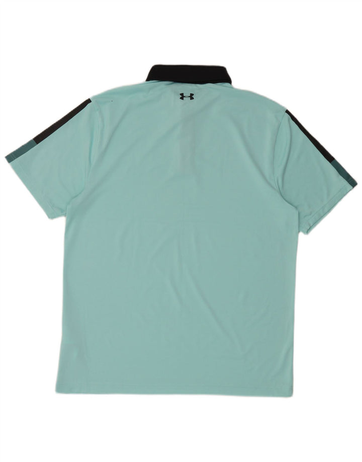 Camisa pólo masculina Under Armour Rugby grande poliéster azul Colourblock