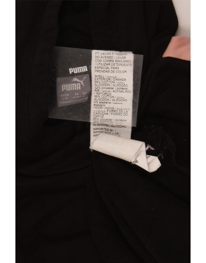 Jumper com capuz feminino PUMA 11-12 anos preto algodão colorblock