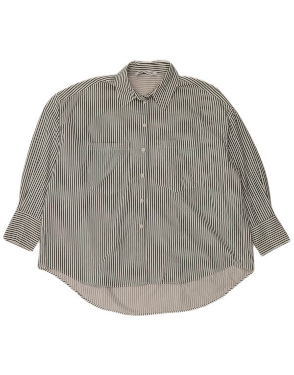 Zara Camisa Oversized Feminina UK 16 Grande Listrada Branca