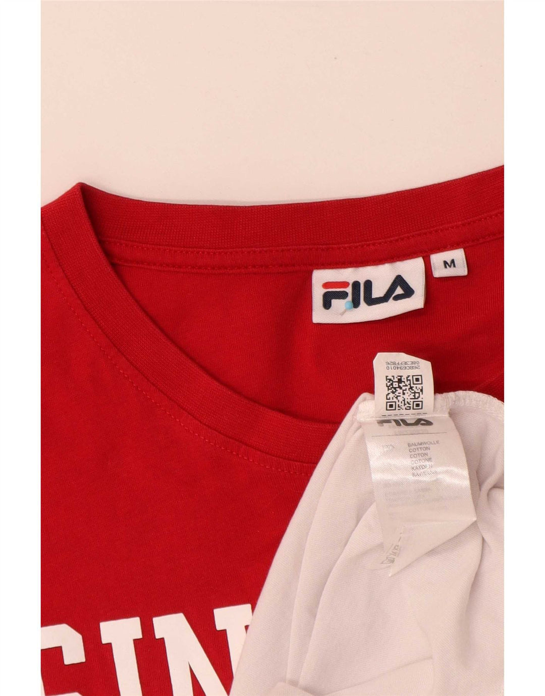 Camiseta masculina Fila Graphic Top médio branco colorblock algodão