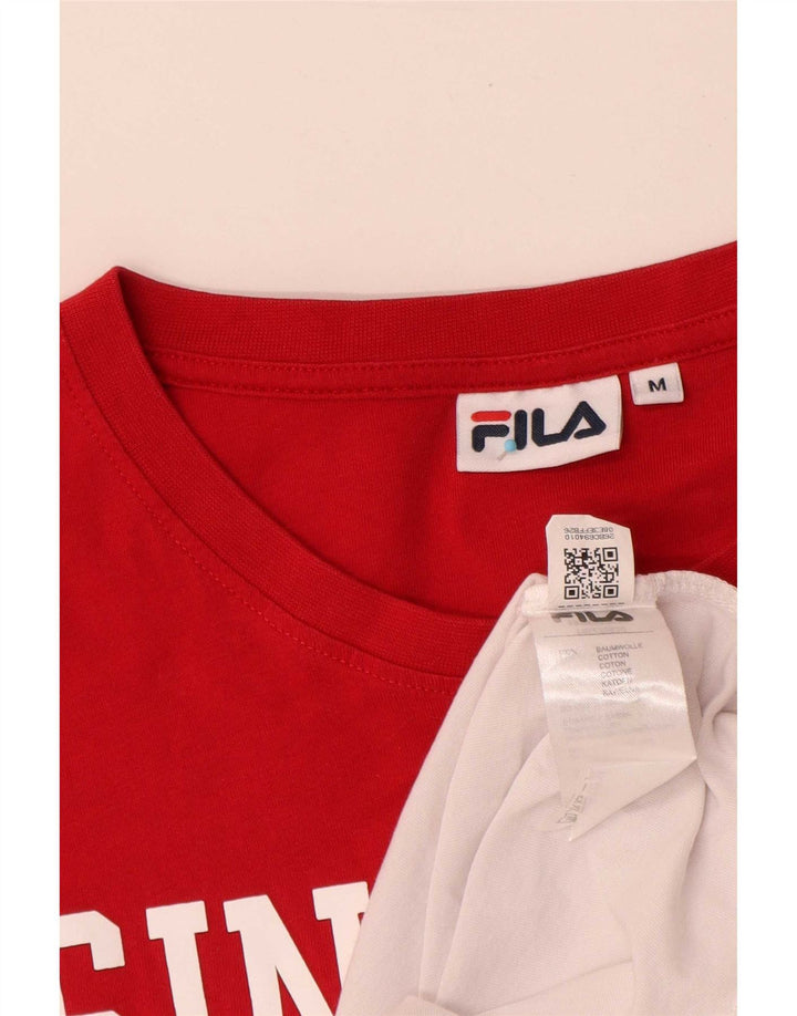 Camiseta masculina Fila Graphic Top médio branco colorblock algodão