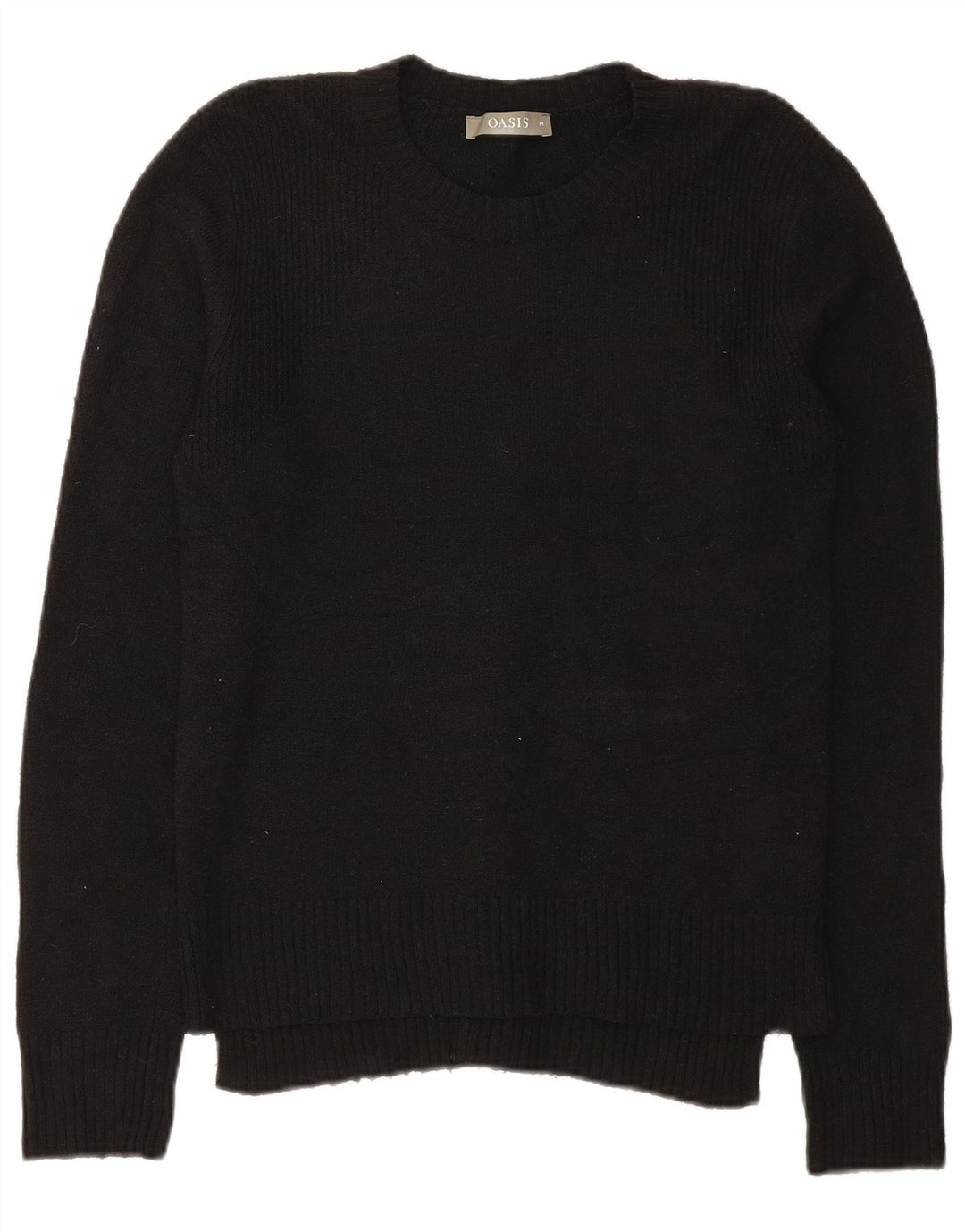 Suéter feminino Oasis com gola redonda UK 12 poliéster preto médio