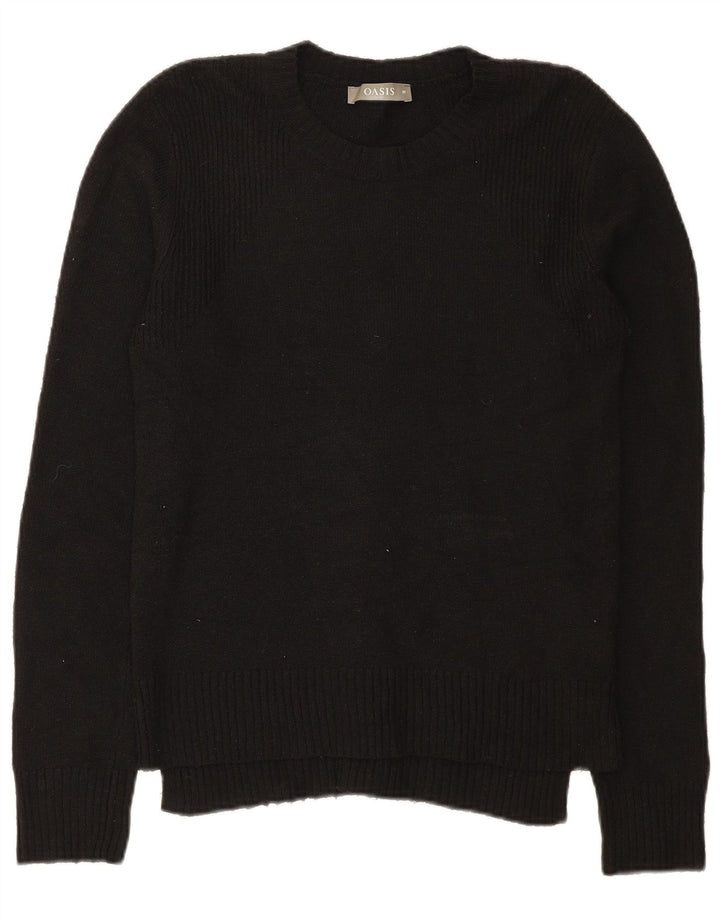 Suéter feminino Oasis com gola redonda UK 12 poliéster preto médio