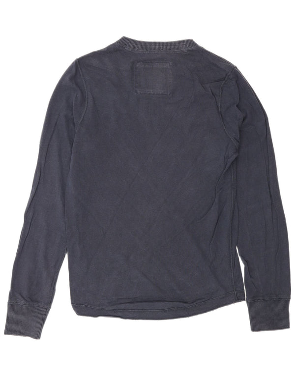 Top masculino Abercrombie & Fitch de manga comprida médio azul marinho clássico