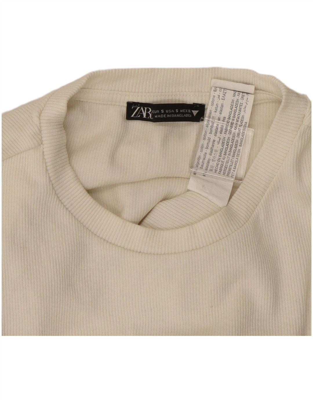 Body feminino de manga comprida ZARA UK 8 pequeno algodão branco