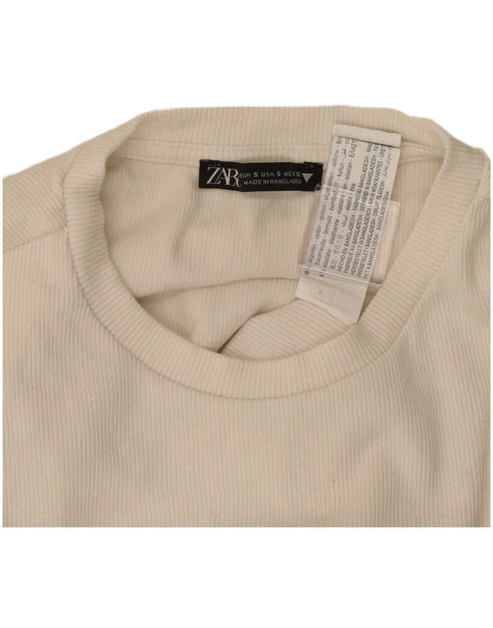 Body feminino de manga comprida ZARA UK 8 pequeno algodão branco