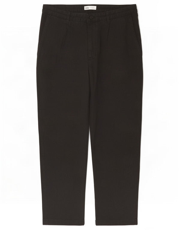 Zara Calça Chino Masculina Reta EU 44 Grande W34 L29 Algodão Preto